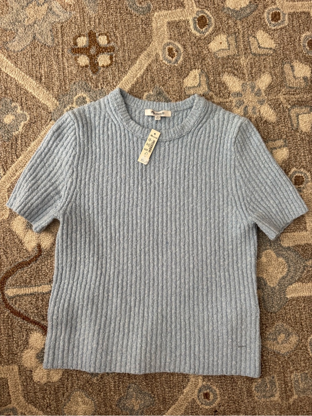 Madewell Light Blue Ribbed Short-Sleeve size small